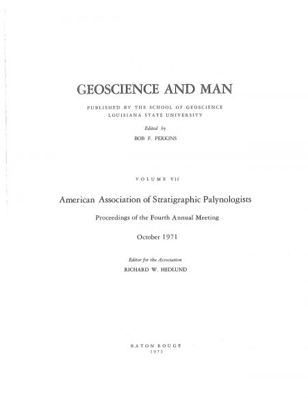 Geoscience and Man Volume VII Preview Page