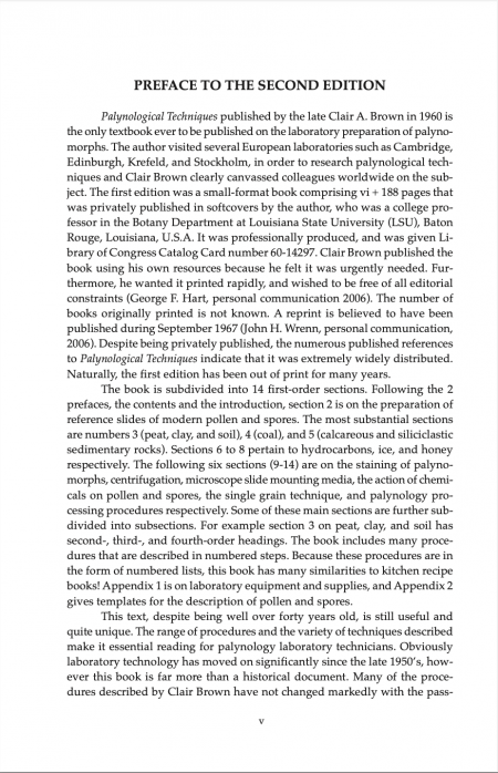 AASP Book Brown Palynological Techniques Preface Page 2