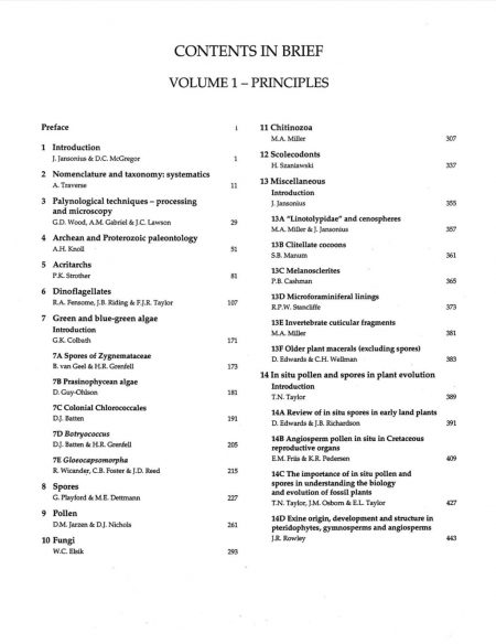 Palynology: Principles and Applications-vol1-3 content page 1