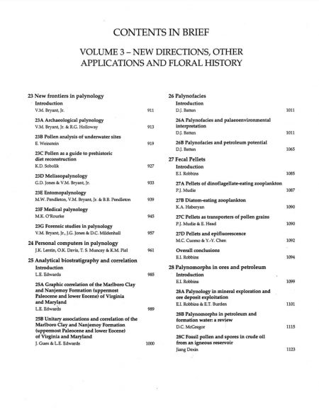 Palynology: Principles and Applications-vol1-3 content page 3